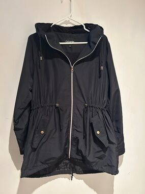 George Black Hooded Drawstring Parka mid-season